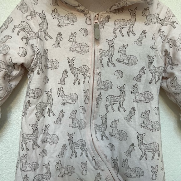 H&M Light Pink Baby 6-9 Month Faux Shearling-lined Overall with Deer - Picture 3 of 7